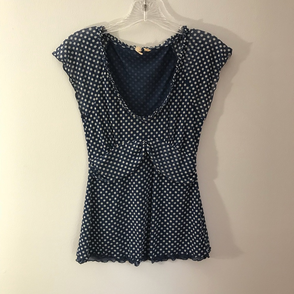 MAEVE polka dot mesh fitted sleeveless top S